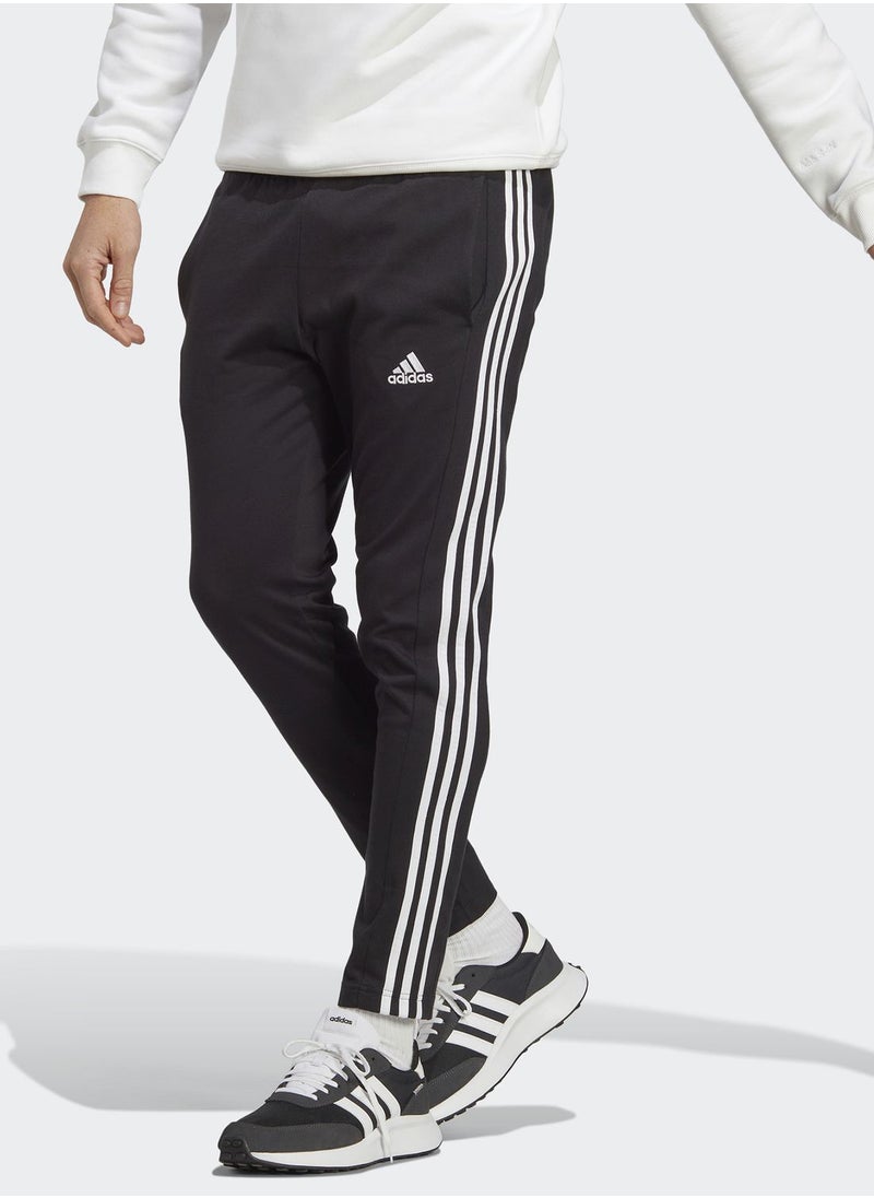 Adidas - Essentials Single Jersey Tapered Open Hem 3-Stripes Sweatpants - Image 1