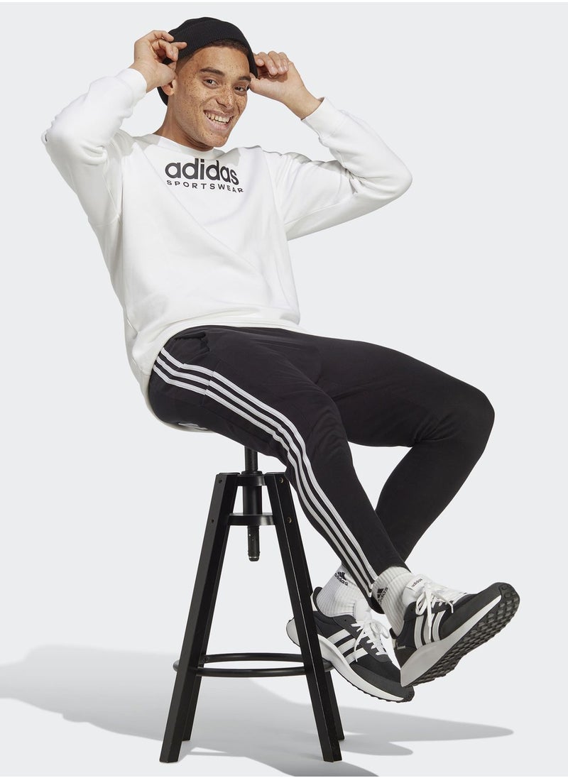 Adidas - Essentials Single Jersey Tapered Open Hem 3-Stripes Sweatpants - Image 1