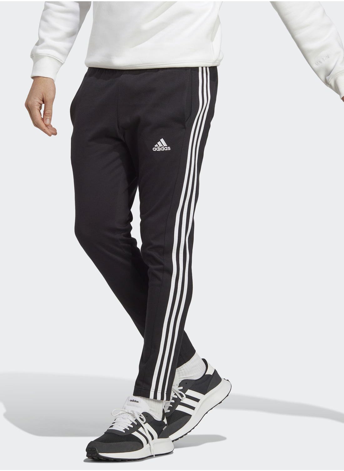 Adidas 3 Stripes Single Jersey Tapered Open Sweatpants 