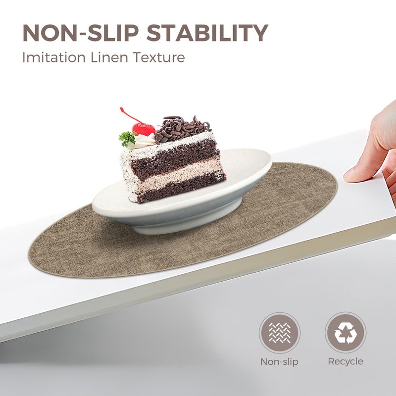 NCUE 13" Round Placemats Set of 4, Reversible Faux Leather Heat Resistant Table Mats, Waterproof Oilproof Wipeable Table Protective Placemats for Vinyl, Washable for Indoor & Outdoor Use (4, Light Coffee) - Image 4