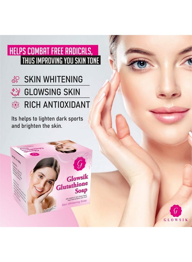 glowsik glutathione. G-GLOWSIK Glutathione Skin Whitening & Glowsik Soap With Grape seed, Vitamin c 100 Gm each - Pack Of 4 | Best Price Kuwait Potassium Drip Relumins Advance Rejuvenating Collagen Packages:Single