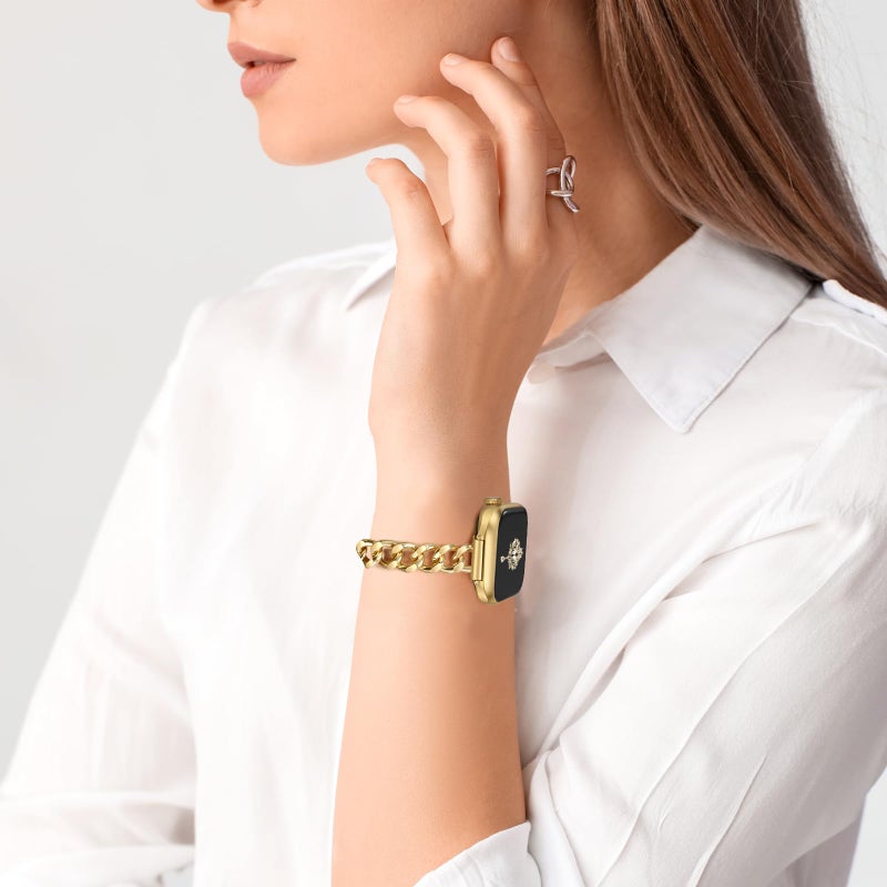 Newlibery Slim Gold Band for Women Feminine Elegant Compatible with Apple Watch 38mm 40mm 41mm 42mm (S10/11) Adjustable Metal Strap Dressy Chain Bracelet for iWatch Series 11/10/9/8/7/6/5/4/SE/3/2/1 - Image 4