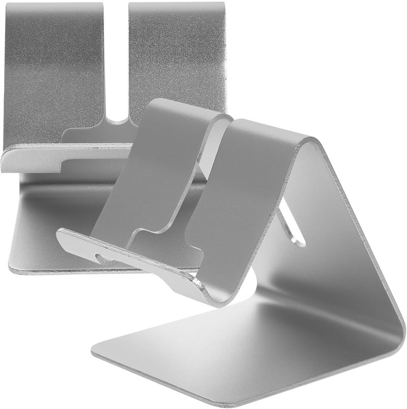 2pcs Portable Aluminum Alloy Phone Holder Desk Stand Tablet Support Silver for Mobile and Cell Phones - Image 1