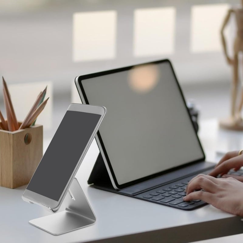 2pcs Portable Aluminum Alloy Phone Holder Desk Stand Tablet Support Silver for Mobile and Cell Phones - Image 5