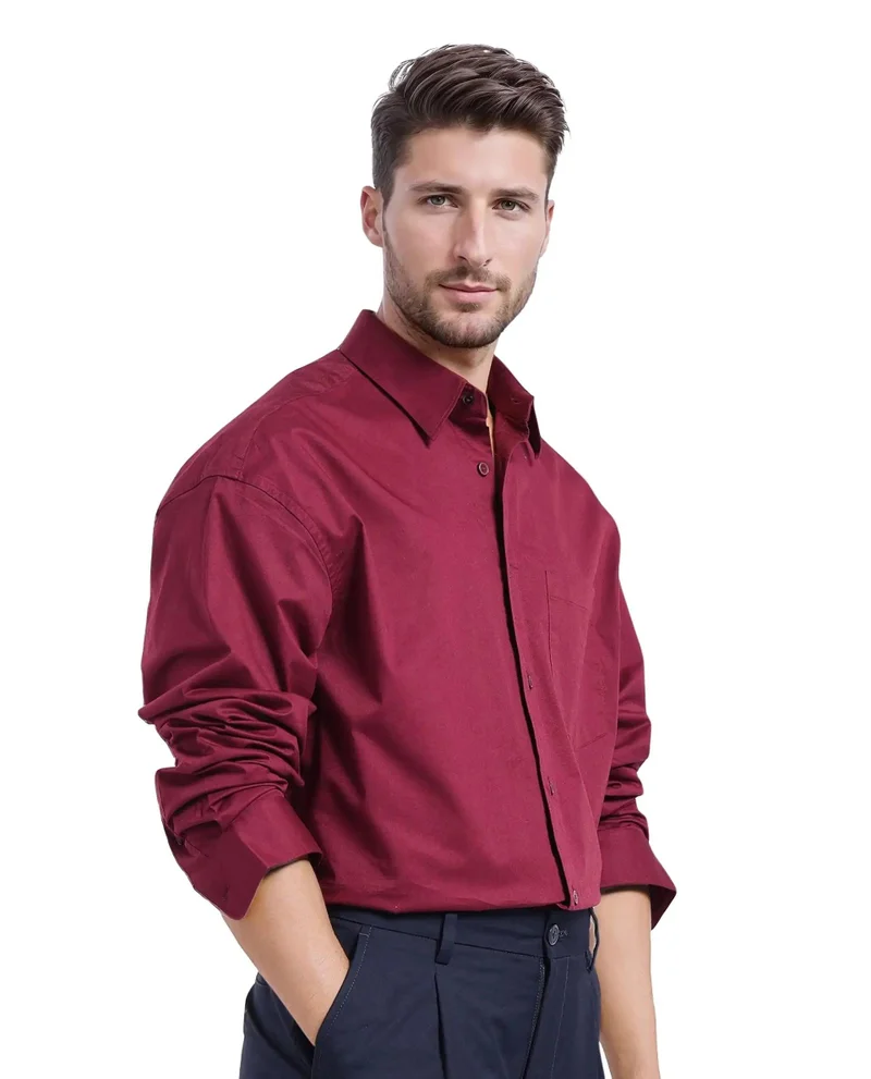 Rare Rabbit Men's Plain Boxy Fit Shirt