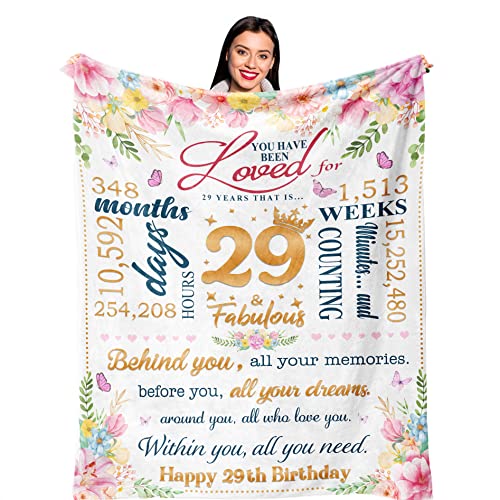 Ruvinzo 29th Birthday Gifts for Women Best Gifts for 29 Year Old Women Birthday Gifts Blanket 60 x 50 for 29 Year Old Female 29th Birthday Gift Ideas for Her Happy 29th Birthday