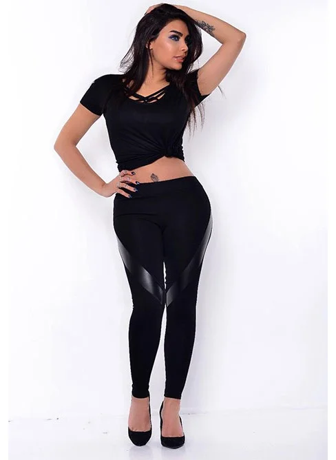 بلونس Leather Detailed Sports Tights