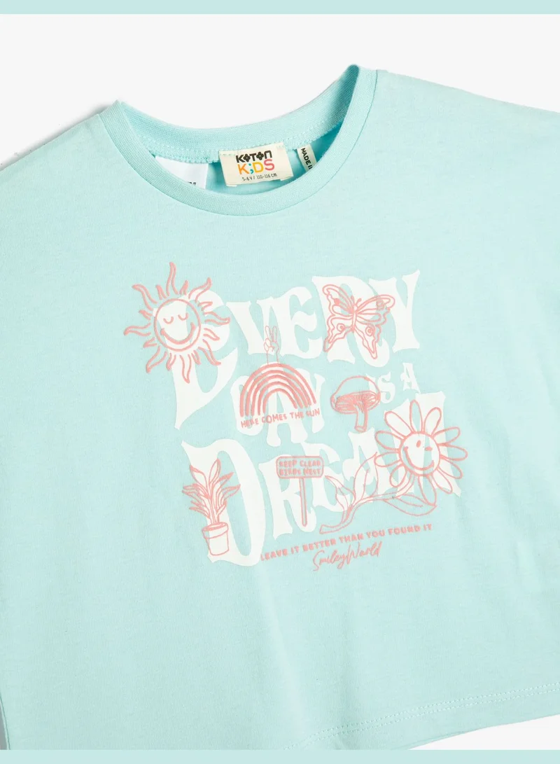 KOTON SmileyWorld:registered: Crop T-Shirt Licensed Short Sleeve Crew Neck Cotton
