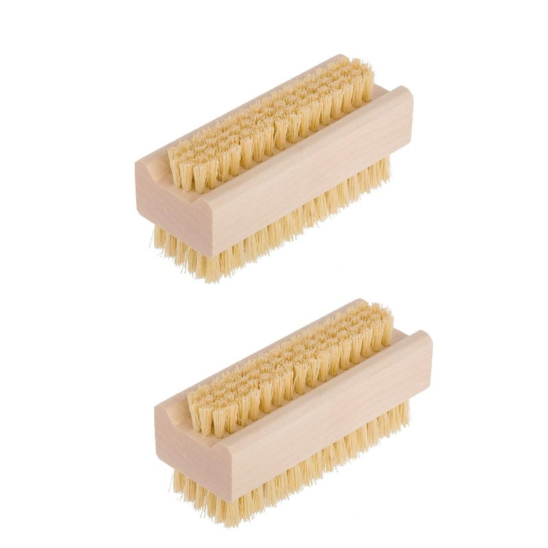 Redecker Tampico Fiber Nail Brush with Untreated Maple Wood Handle, Set of 2, 3-3/4 Inches