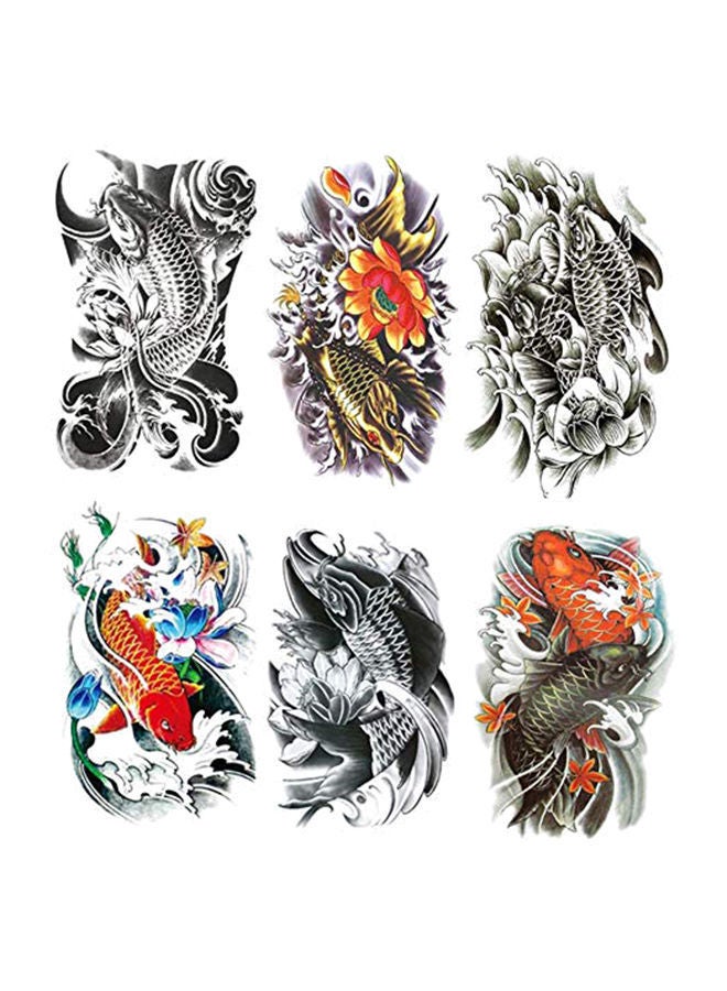 NIBEMINENT 6-Piece Waterproof Realistic Temporary Tattoo Sticker Multicolour - Image 1