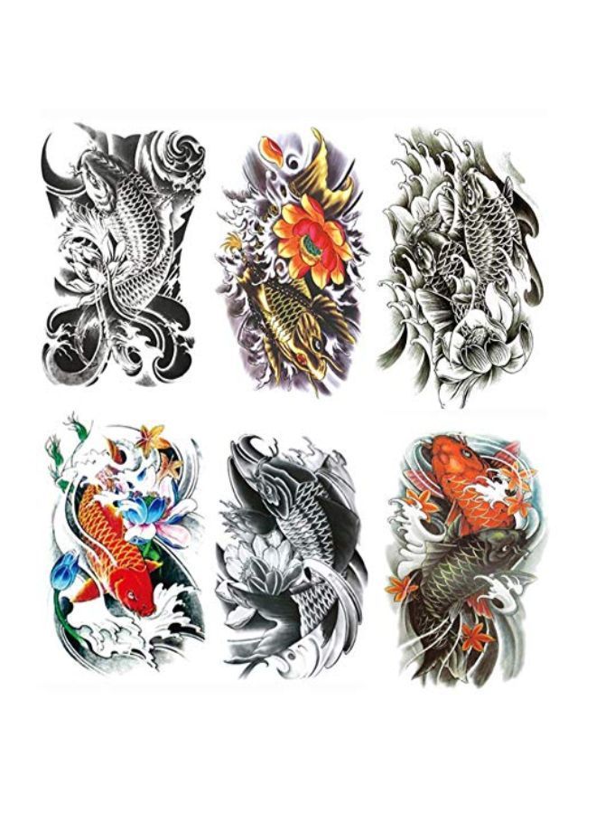NIBEMINENT 6-Piece Waterproof Realistic Temporary Tattoo Sticker Multicolour - Image 2