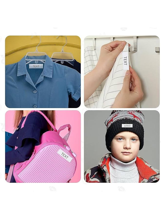 إيروريكس 100 قطعة من ملصقات الملابس مسبقة القطع والكي وقطعتين من علامات القماش الدائمة وملصقات الأسماء ذاتية اللصق مع علامة قماش دائمة لدار رعاية المسنين والغسالة والمجفف - Image 5