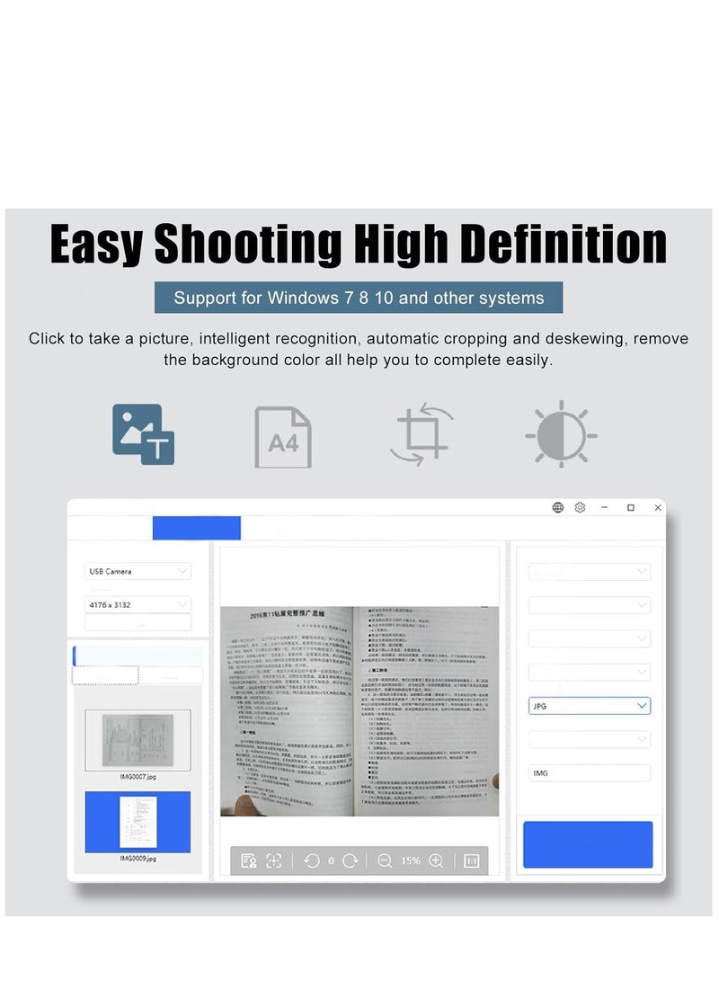 USB Document Camera, 4K Ultra HD 16MP Document Webcam with Adjustable Angle, Auto Manual Focus, Brightness Adjustment for Distance Learning, Remote Teaching, Web Conferencing - Image 5
