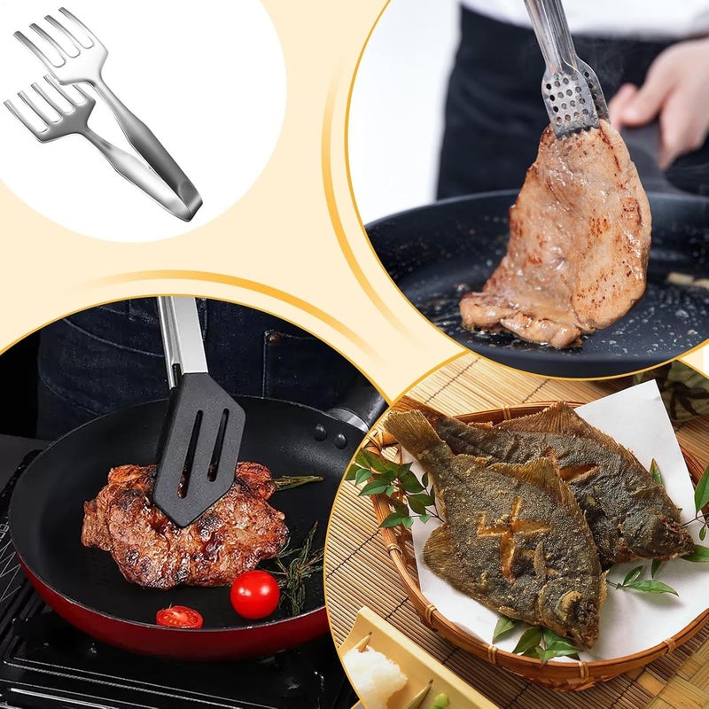 Stainless Steel Grill Tongs – 27x10x7.8cm Heat-Resistant Kitchen Cooking Tongs, Durable BBQ Grilling Utensils, Fish Steak Buffet Serving Tools | essental Accessories for Restaurant Home Outdoor Party - Image 2