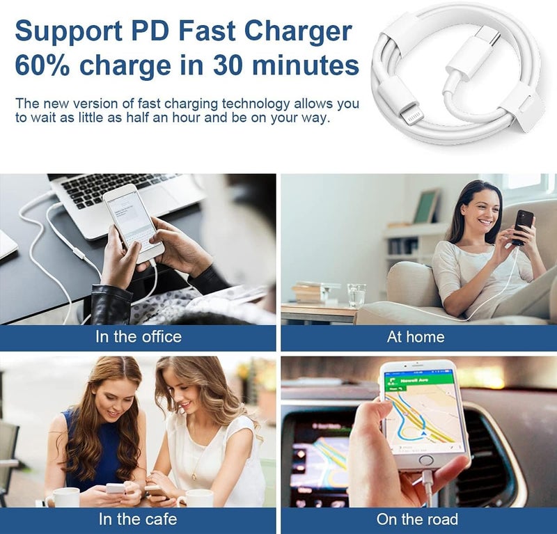 ROMITAZ iPhone Fast Charger Lightning Cable [Apple MFi Certified] 2-Pack USB-C to Lightning Cable (6.6Ft) - Fast Charging Compatible with iPhone 14/14 Plus/14 Pro/14 Pro Max/13/13 Pro/12/12 Pro/12 Pro Max/11/iPad - Image 4