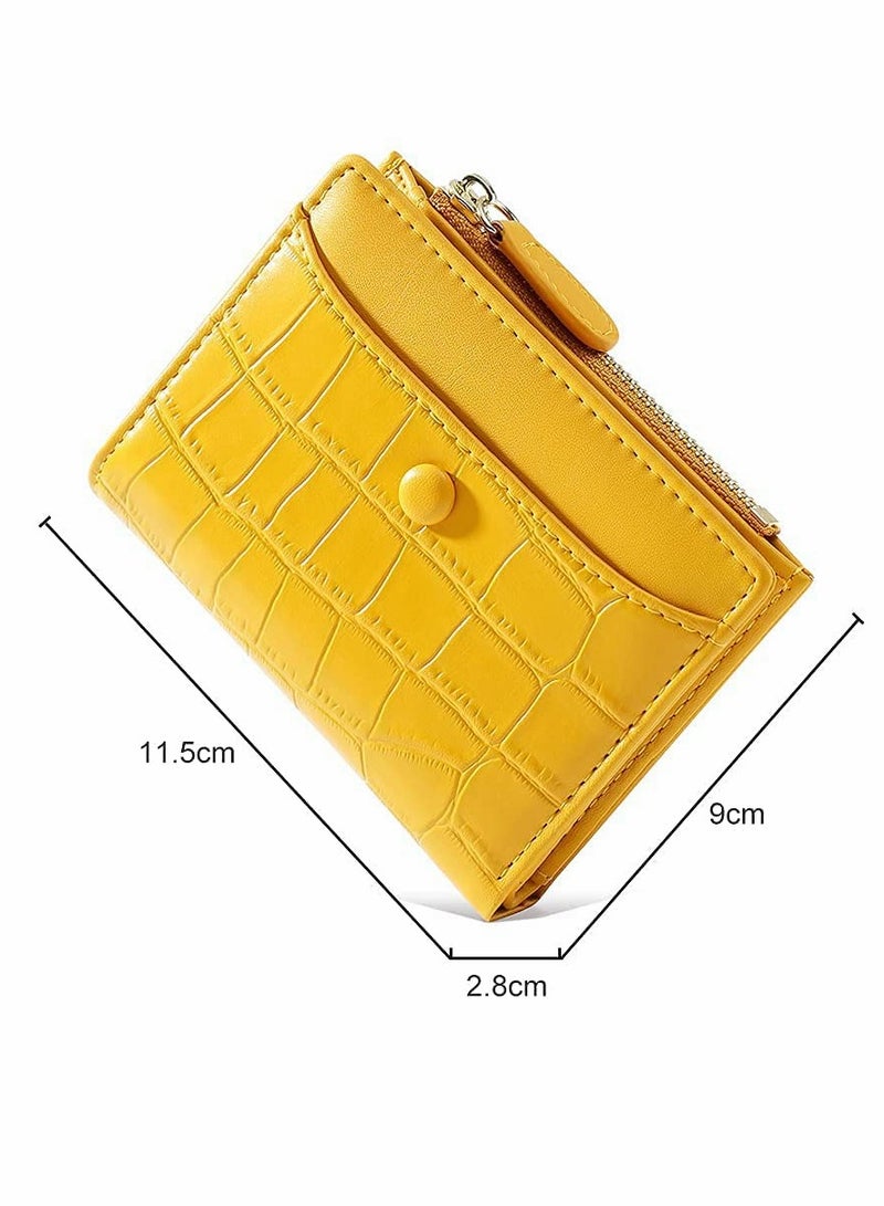 KASTWAVE Small Purses for Women Fashion Stone Pattern Girls Wallet Thin and Light Card Holder Organizer (Yellow) - Image 4