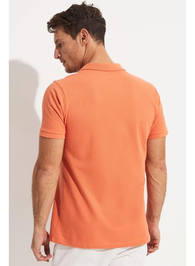 جون June Men Regular Fit 100% Cotton Polo Neck Tshirt Dark Salmon