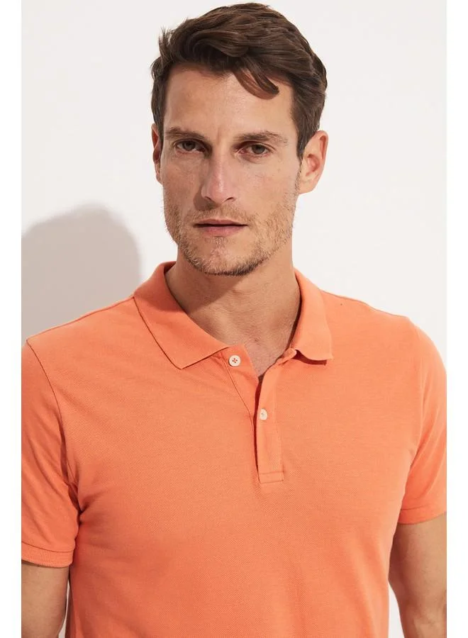 جون June Men Regular Fit 100% Cotton Polo Neck Tshirt Dark Salmon