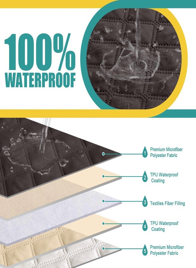 Ruaozz غطاء كرسي بدون مساند للذراعين من Ruaozz، مقاوم للماء بنسبة 100%، مناسب للكنبة الركنية القابلة للإمالة - غطاء مقعد إضافي كبير الحجم من قطعة واحدة للكنبة القابلة للإمالة - مانع للانزلاق، قابل للغسل، لون شوكولاتة - Image 2