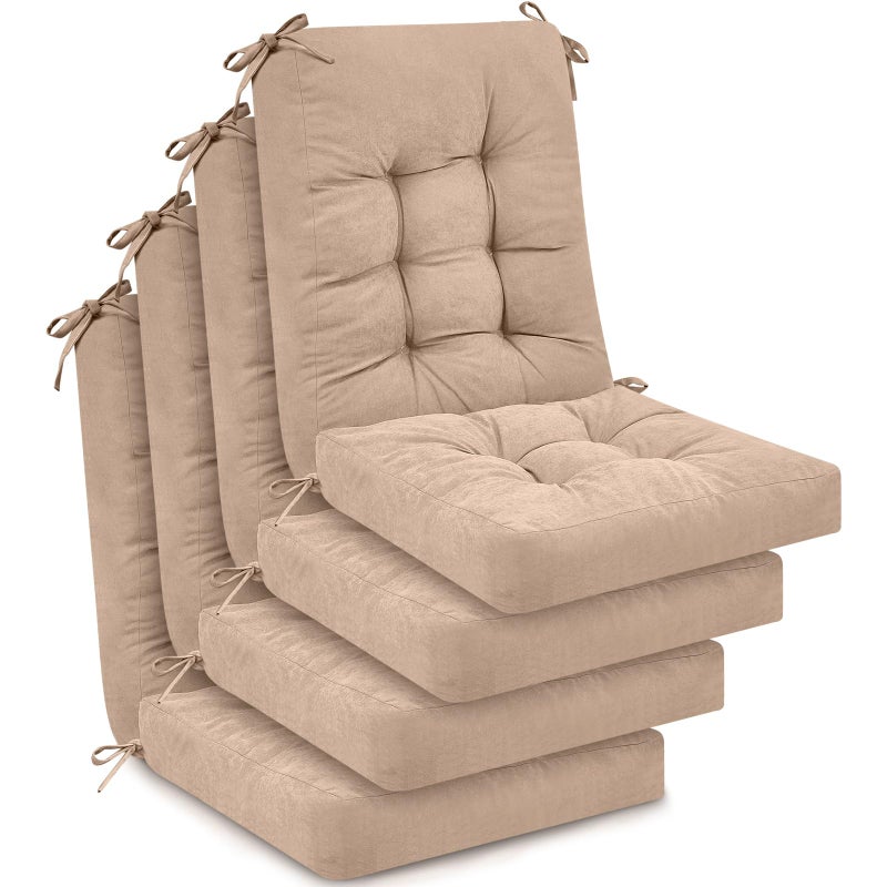 Juexica جويكسيكا 4 مجموعات من وسائد كراسي الفناء الخارجية عالية الظهر بديل وسائد الكراسي المتأرجحة لوسائد الفناء الصيفية الموسمية للمنزل والمكتب باللون البيج المشمش