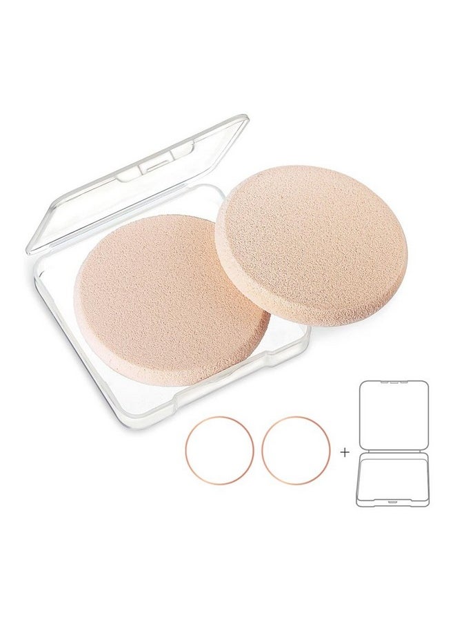OWLFAVO - KOOBA 2pcs Round Makeup Sponges with 1 Travel Case, Beauty Face Primer Compact Powder Puff, Blender Sponge Replacement for Cosmetic Flawless Foundation, Sensitive and All Skin Types - Image 1