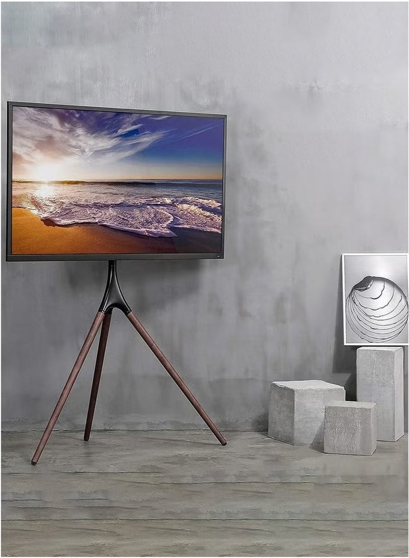 Arabest 32 to 70 inch LED LCD Screen Studio TV Display Stand Adjustable TV Mount with Swivel and Tripod Base Black Bracket Dark Walnut Legs - Image 3