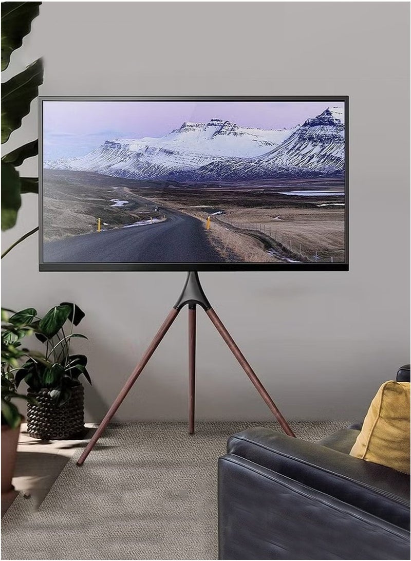 Arabest 32 to 70 inch LED LCD Screen Studio TV Display Stand Adjustable TV Mount with Swivel and Tripod Base Black Bracket Dark Walnut Legs - Image 5