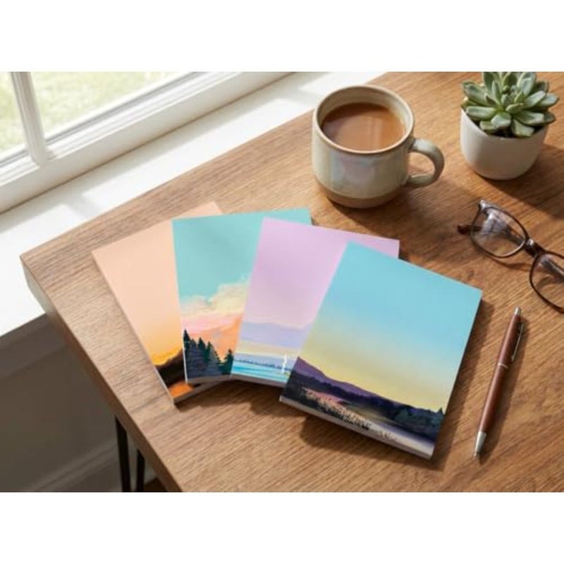 مفكرة Mountian Collection من Stonehouse - 4 دفاتر ملاحظات ذات مناظر طبيعية - Mountain Sun - قائمة التسوق، المعلم، المنزل، المكتب، الهدايا الصغيرة - - Image 3