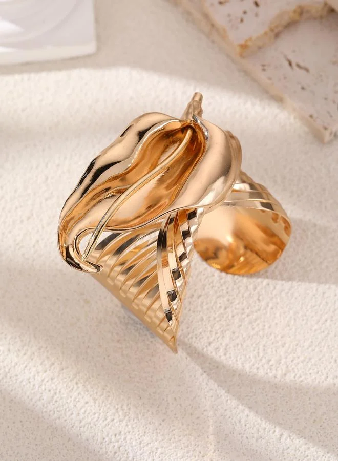 Take Two Irregular Open Leaf Cuff Bracelet