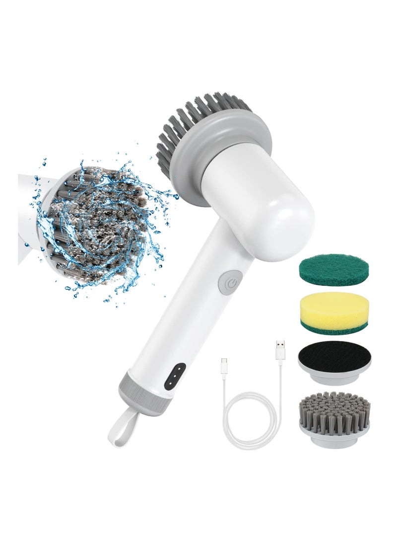 Electric Spin Scrubber, Cordless Handheld Cleaning Brush with 3 Replaceable Brush Heads IPX6 Waterproof Rechargeable Low Noise Scrub Brush with 2 Adjustable Speeds for Cleaning Kitchen Bathroom - Image 1
