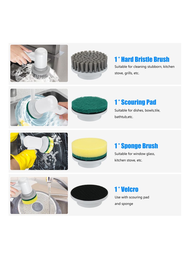 Electric Spin Scrubber, Cordless Handheld Cleaning Brush with 3 Replaceable Brush Heads IPX6 Waterproof Rechargeable Low Noise Scrub Brush with 2 Adjustable Speeds for Cleaning Kitchen Bathroom - Image 2