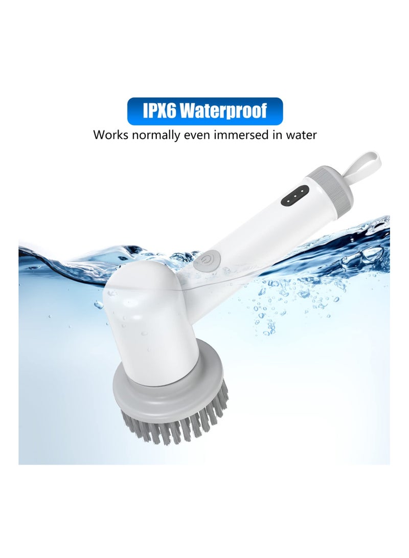 Electric Spin Scrubber, Cordless Handheld Cleaning Brush with 3 Replaceable Brush Heads IPX6 Waterproof Rechargeable Low Noise Scrub Brush with 2 Adjustable Speeds for Cleaning Kitchen Bathroom - Image 5