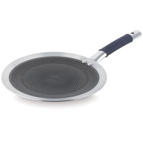 Classic Steels Hexa Comb Roti Tawa 26cm - 2.5mm Thick | Non-Stick Triply Stainless Steel Roti Tawa for Roti, Chapati, Paratha | Induction & Gas Compatible| Durable Stay Cool Silicon Handle - Image 1