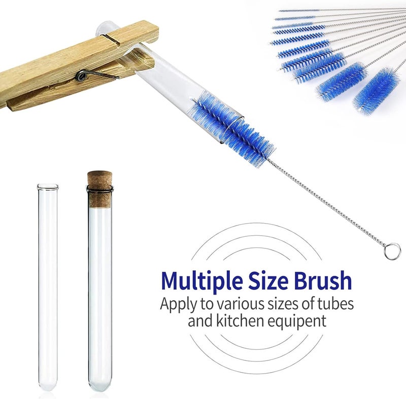 CiaraQ Bottle Cleaning Brushes, 8 Inch Nylon Tube Brush Set, Cleaner for Narrow Neck Bottles Cups with Hook, Set of 10pcs. Reinforced edge - Image 5