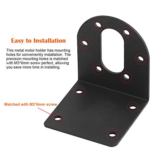 Rustark 4 Pcs 37mm Diameter DC Gear Motors Mounting Bracket Black Rust Resistance Gearbox Fixed Seat Gear Reduction Motor Holder with 4 Pcs 6mm Hex Coupling for Small Stepper Motors - Image 4