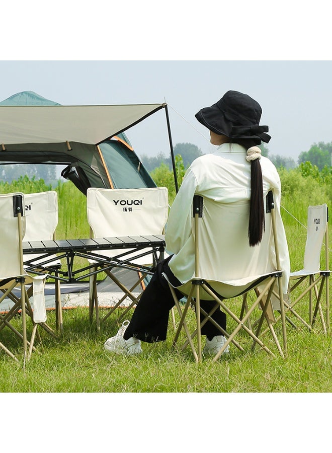 Youqi طقم طاولة وكراسي camping قابلة للطي محمولة متعددة الاستخدامات، مجموعة أثاث خارجي متينة بقدرة تحمل 190 كجم، هيكل ستانلس ستيل مقاوم للصدأ، قماش أوكسفورد 600D - مثالية للرحلات والشاطئ والحديقة والنزهات والسفر - Image 2