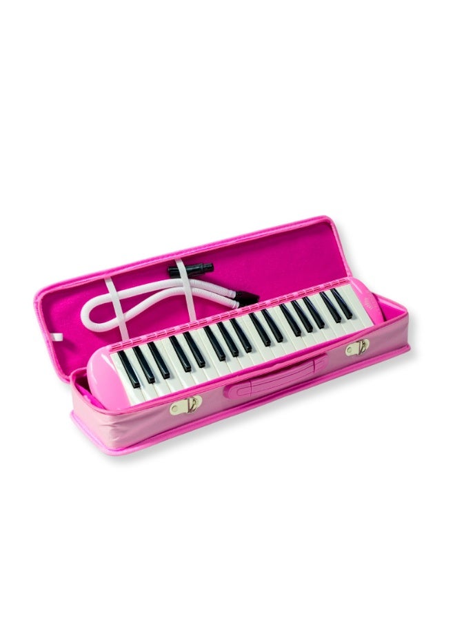 Steiner 37-Key Melodica GSM-08 – Fun & Portable Wind Keyboard Instrument with Case & Mouthpiece – Pink Finish - Image 1