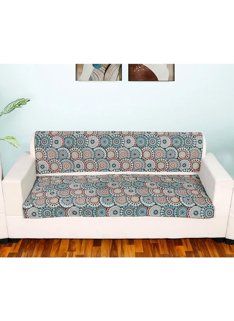 FABRIGAANZA FABRIGAANZA Velvet Printed Sofa Seat Cover for 5 Seater with Heavy Antiskid Backing Easily Machine Washable Sofa seat Runner for Couch 22 Inches X 48 Inch2Pcs 22 X 68 Inch2Pcs D2  - Image 1