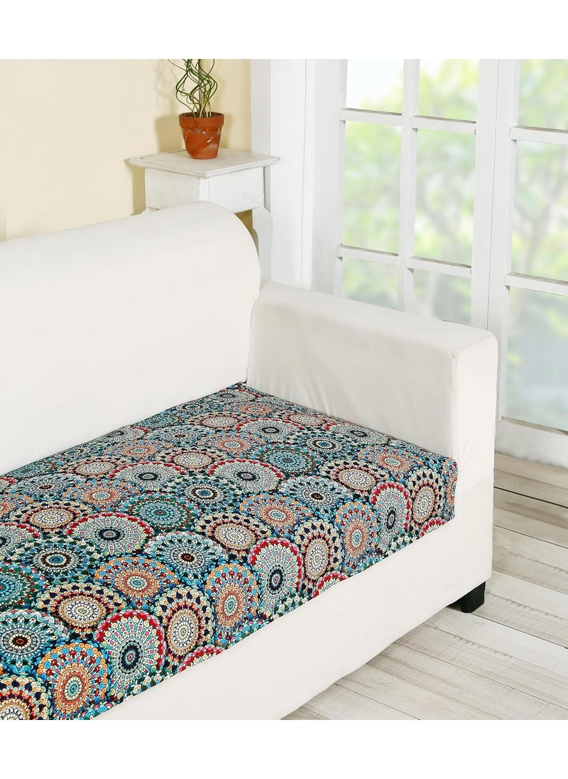 FABRIGAANZA FABRIGAANZA Velvet Printed Sofa Seat Cover for 5 Seater with Heavy Antiskid Backing Easily Machine Washable Sofa seat Runner for Couch 22 Inches X 48 Inch2Pcs 22 X 68 Inch2Pcs D2  - Image 3