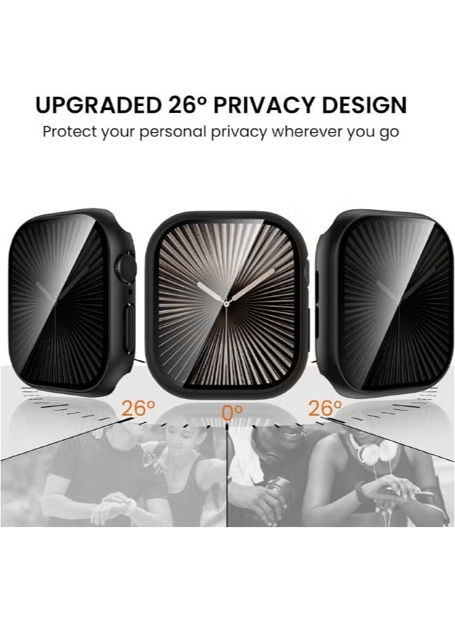 Compatible For Apple Watch Series 10 46mm Hard Case With Privacy Tempered Glass Screen Protector, Unique Design Hard Pc Waterproof Case Cover, Bumper Full Coverage Accessories For Iwatch 10 46mm, Black  - Image 2