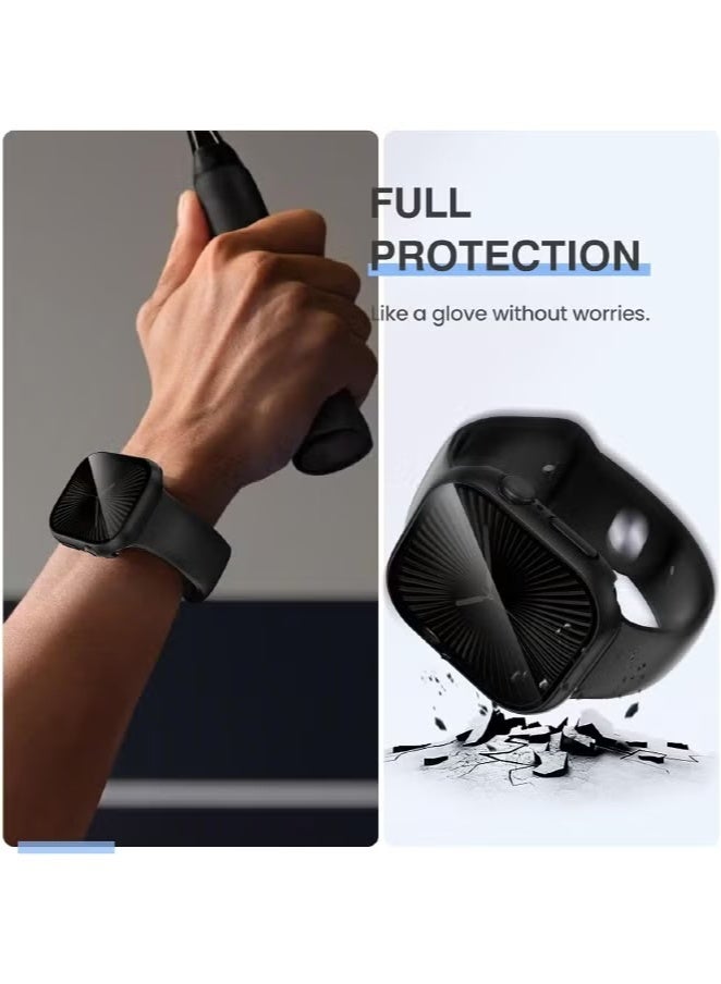 Compatible For Apple Watch Series 10 46mm Hard Case With Privacy Tempered Glass Screen Protector, Unique Design Hard Pc Waterproof Case Cover, Bumper Full Coverage Accessories For Iwatch 10 46mm, Black  - Image 4