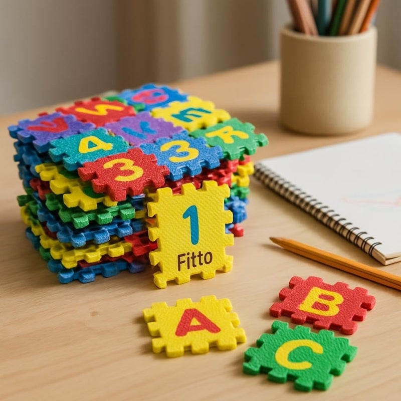 Fitto Puzzle Sheets A, B, C + 1,2,3 – 6x6 cm Educational Puzzle Worksheets for Kids, Learning Activity Pack - Image 2