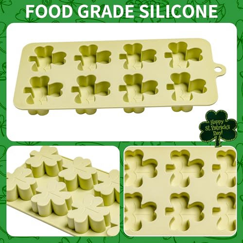 Dootafy Shamrock Chocolate Molds, 2 Pack Silicone Dessert Mold, St. Patrick's Day Theme, Green, Silicone, BPA Free - Image 2