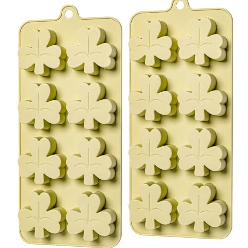 Dootafy Shamrock Chocolate Molds, 2 Pack Silicone Dessert Mold, St. Patrick's Day Theme, Green, Silicone, BPA Free - Image 1