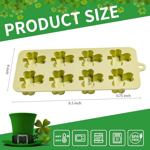Dootafy Shamrock Chocolate Molds, 2 Pack Silicone Dessert Mold, St. Patrick's Day Theme, Green, Silicone, BPA Free - Image 3