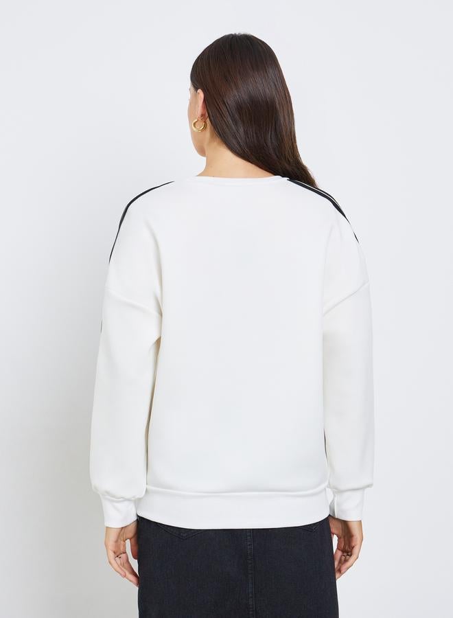 ستايلي سويت شيرت طويل بقصة واسعة واشرطة على الكتف - Image 4