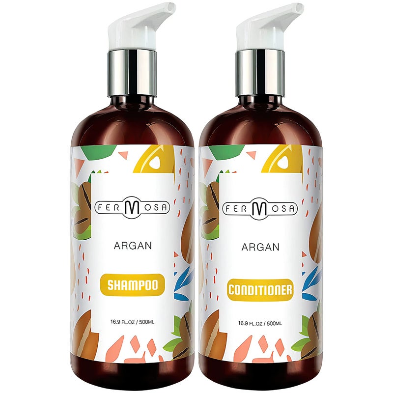Fermosa Argan Oil Shampoo and Conditioner Bundle - Moisturizing & Hydrating Moroccan Argan Oil, Sulfate Free, Scalp Treatment, Anti Dandruff, Beauty Hair Treatment 2 x 16.9oz - Image 1