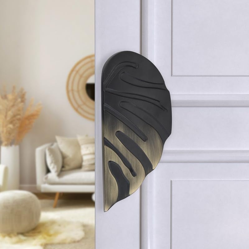 GLOXY Aluminium 65 Inch Leaf Shape Door Handles for Main Door Handle Decorative Push Pull Door Handle for All The Doors of Houses Offices Hotels Black Antique Pack of 1 - Image 1