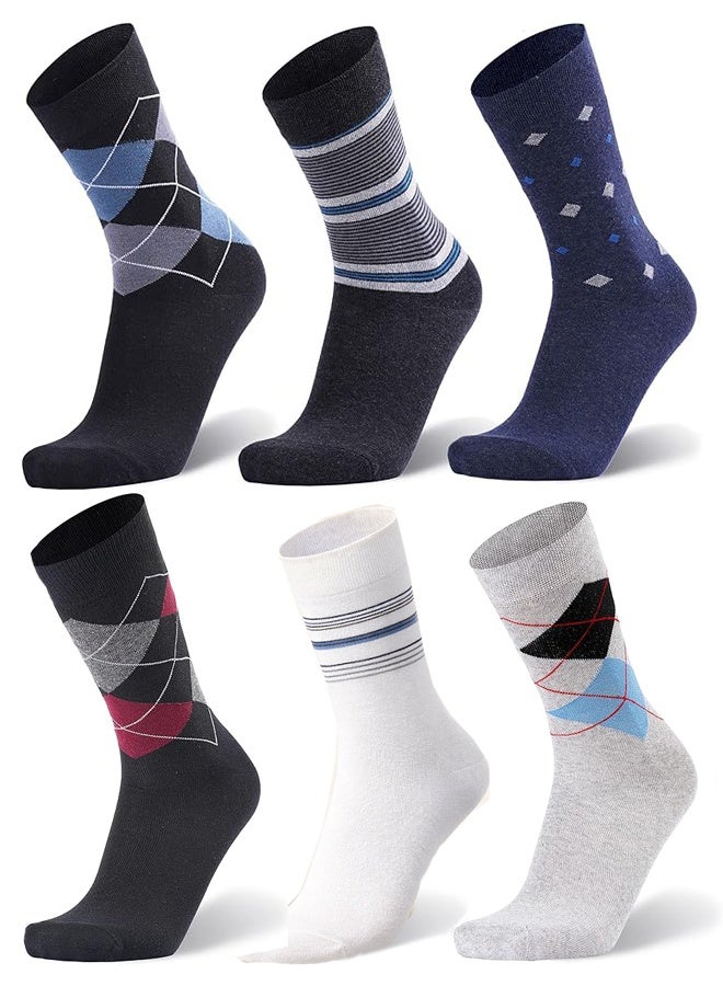 DICE Men's 6-pair sock set with assorted designs, soft cotton, comfortable and durable, breathable and moisture-wicking (multi-colored) - Image 1