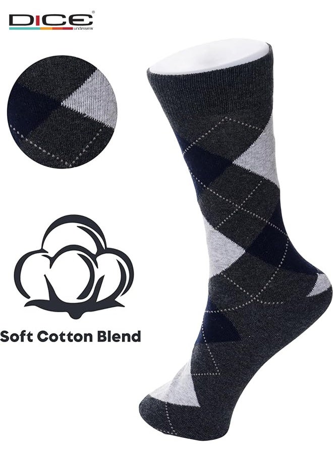DICE Men's 6-pair sock set with assorted designs, soft cotton, comfortable and durable, breathable and moisture-wicking (multi-colored) - Image 2